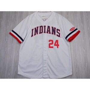 Match-Up Cleveland Indians Terry Francona 24 Baseball Jersey White Mens XL
